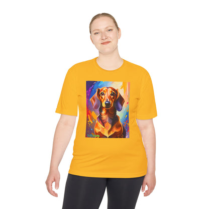 Pup Art Canvas Unisex Moisture Wicking Tee (Dachshund)