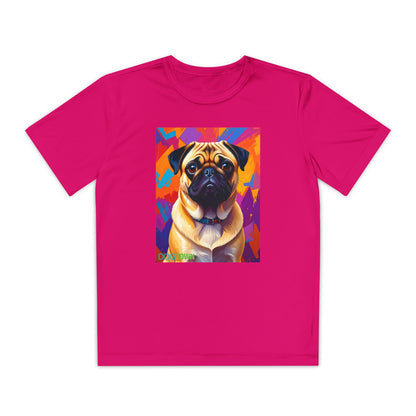 Pup Art Canvas - Kid's Sport Short Sleeve Tee (Pug)