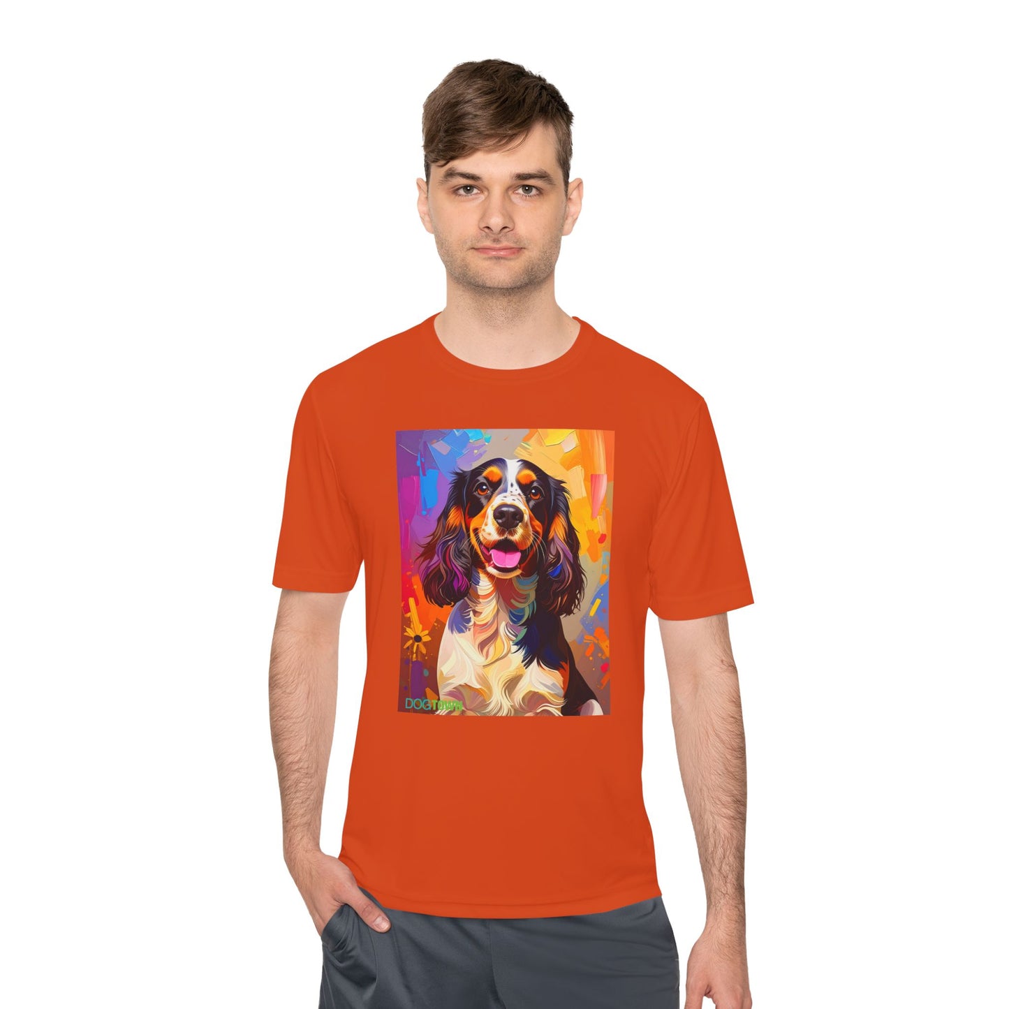 Pup Art Canvas Unisex Moisture Wicking Tee (English Springer Spaniel - 1)