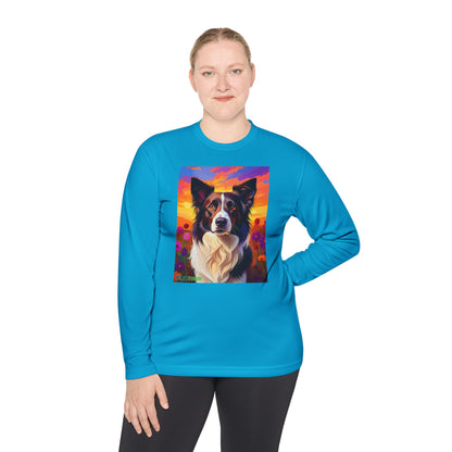Pup Art Canvas Sport Long Sleeve Tee (Border Collie)