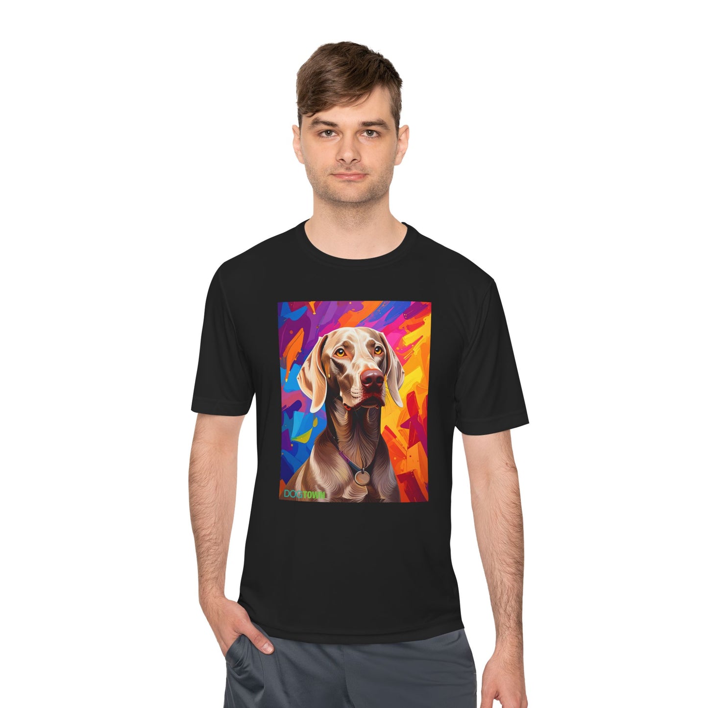 Pup Art Canvas Unisex Moisture Wicking Tee (Weimaraner)