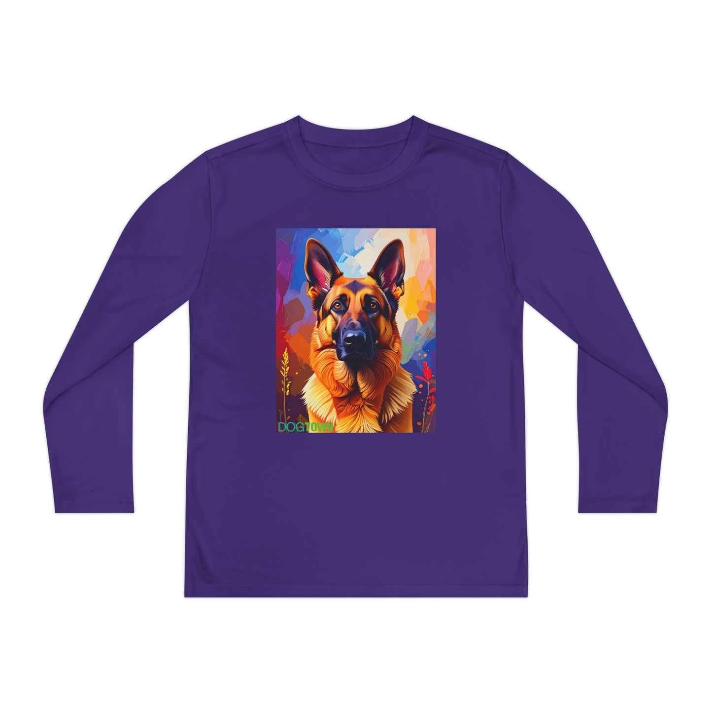 Pup Art Canvas - Kid's Sport Long Sleeve Tee  (German Shepherd)