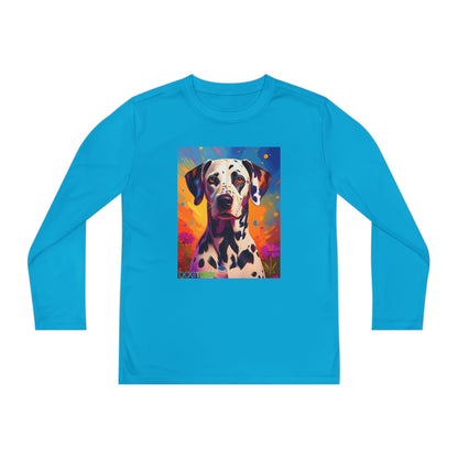 Pup Art Canvas - Kid's Sport Long Sleeve Tee (Dalmatian)