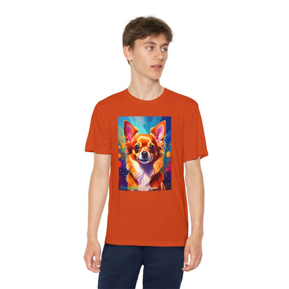 Pup Art Canvas - Kid's Sport Short Sleeve Tee (Chihuauha)