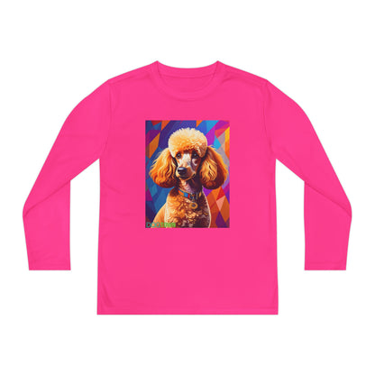 Pup Art Canvas - Kid's Sport Long Sleeve Tee (Toy Poodle)