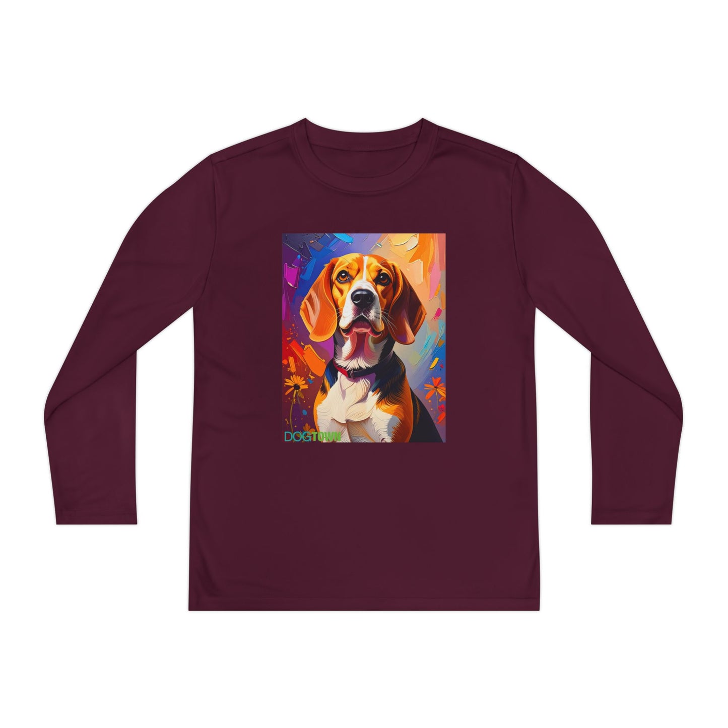 Pup Art Canvas - Kid's Sport Long Sleeve Tee (Beagle)