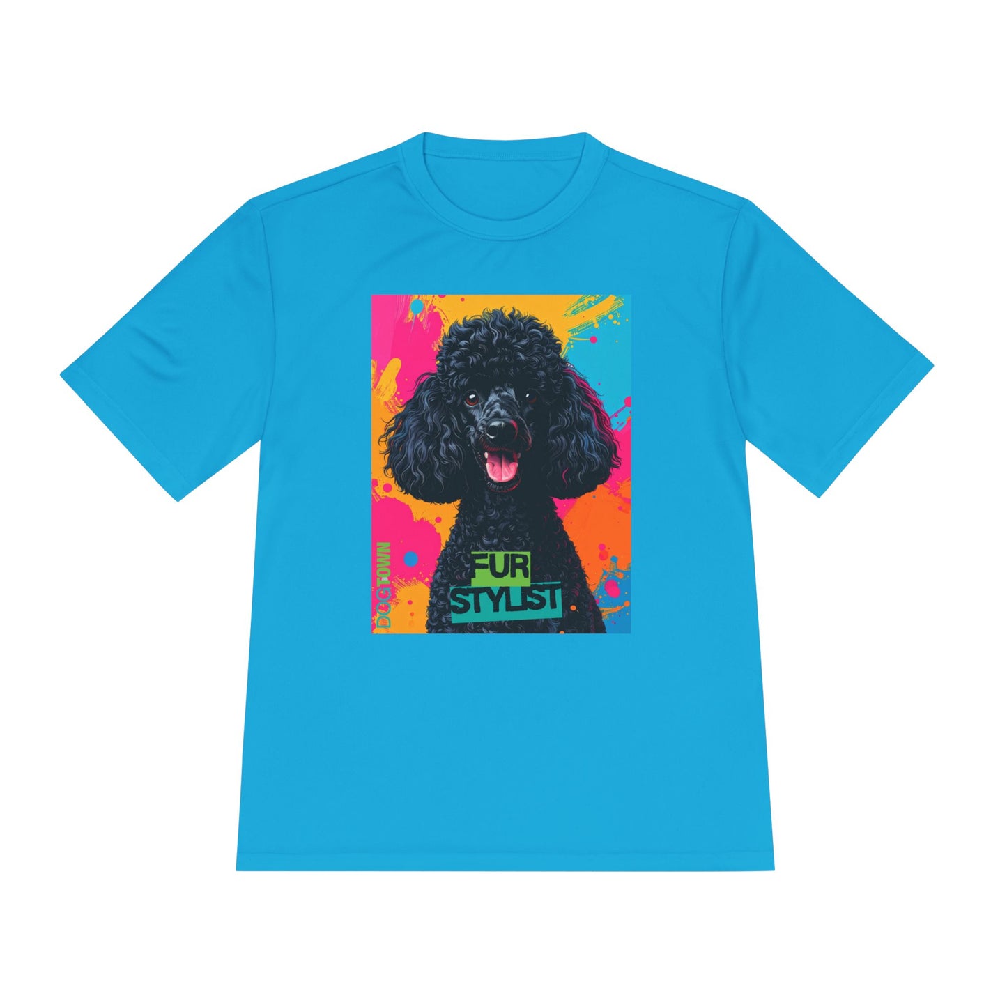 Dogtown Fur Stylist Groomer Short Sleeve Shirt (Colorful with Black Poodle)