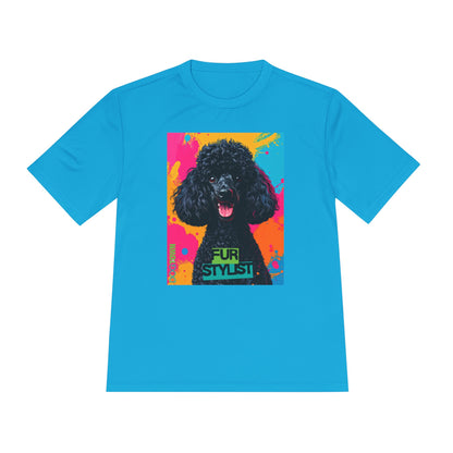 Dogtown Fur Stylist Groomer Short Sleeve Shirt (Colorful with Black Poodle)