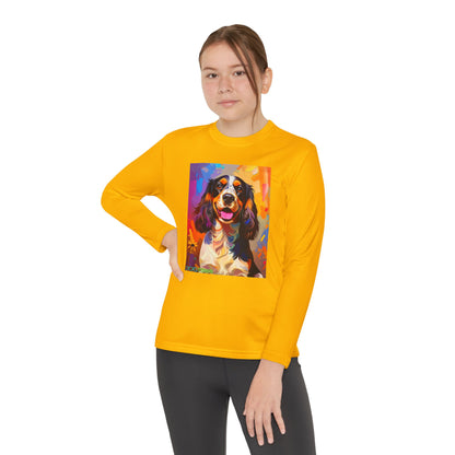 Pup Art Canvas - Kid's Sport Long Sleeve Tee (English Springer Spaniel)