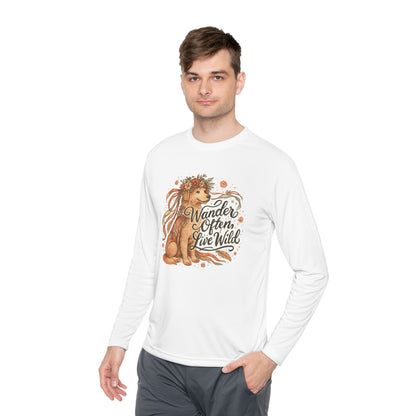 Dogtown Boho Revival "Wander Often, Live Wild" Polyester Sport Long Sleeve Tee (Golden Retriever)