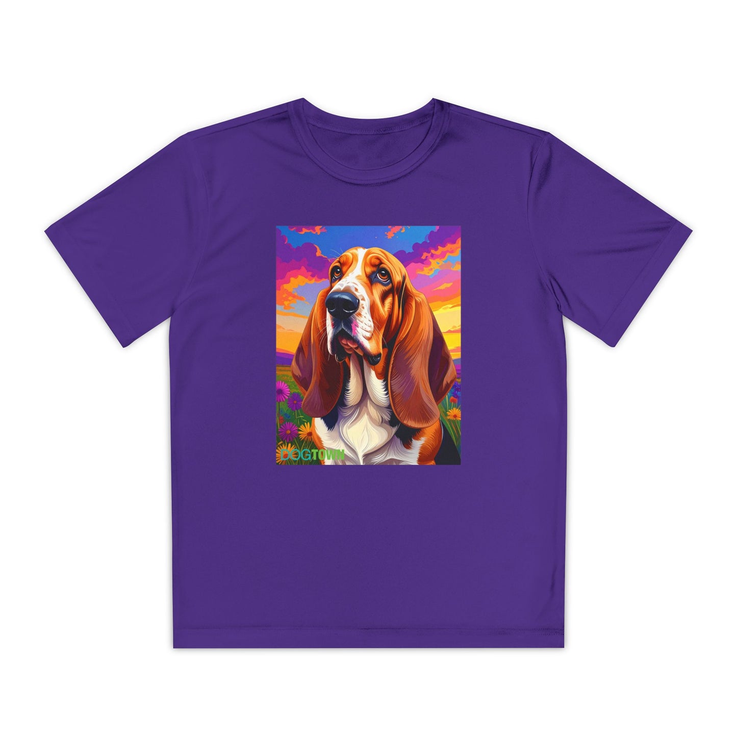 Pup Art Canvas - Kid's Sport Short Sleeve Tee (Basset Hound)