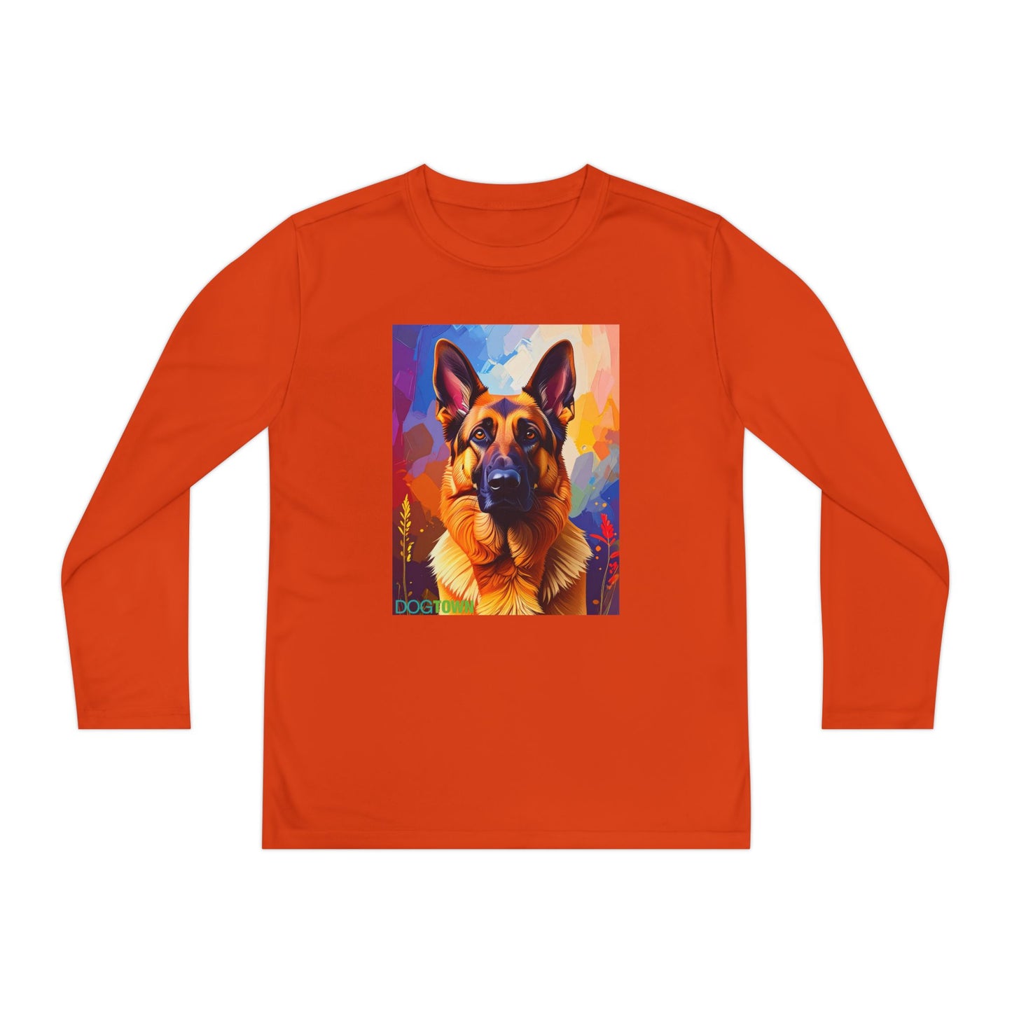 Pup Art Canvas - Kid's Sport Long Sleeve Tee  (German Shepherd)