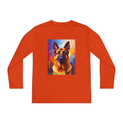 Pup Art Canvas - Kid's Sport Long Sleeve Tee  (German Shepherd)