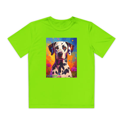 Pup Art Canvas - Kid's Sport Short Sleeve Tee (Dalmatian)