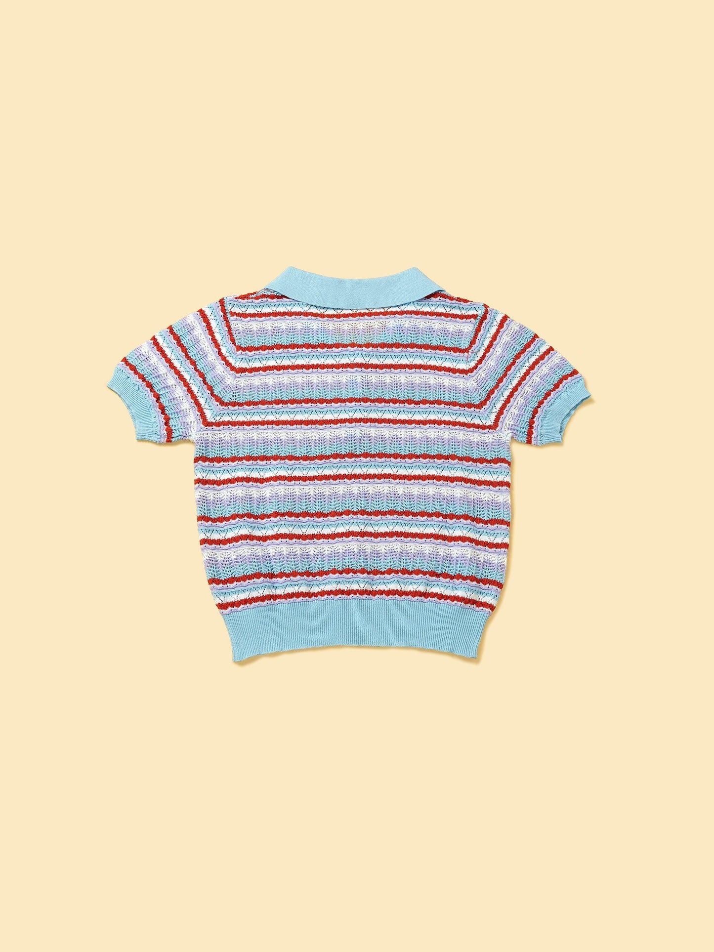 Pet & Me Spring Summer Blue Ocean Crochet Short Sleeve Polo Shirt