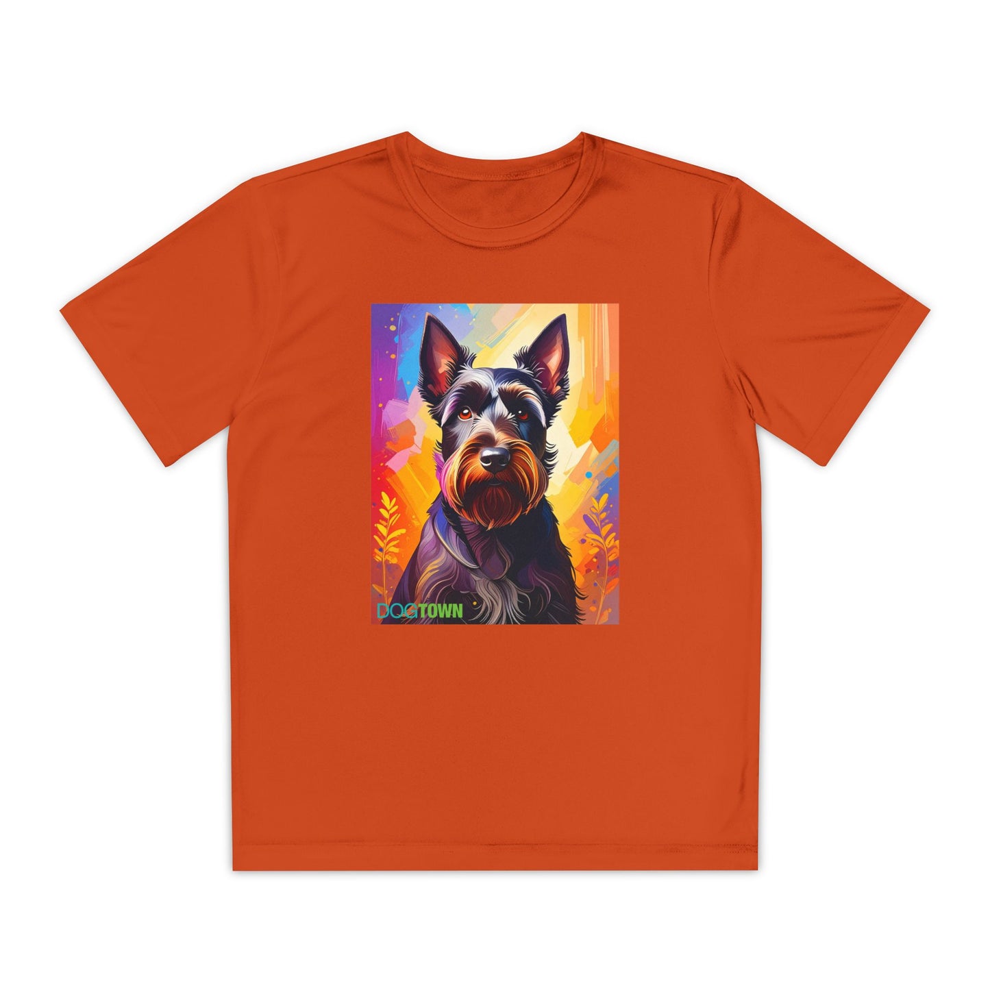Pup Art Canvas - Kid's Sport Short Sleeve Tee (Scottish Terrier)