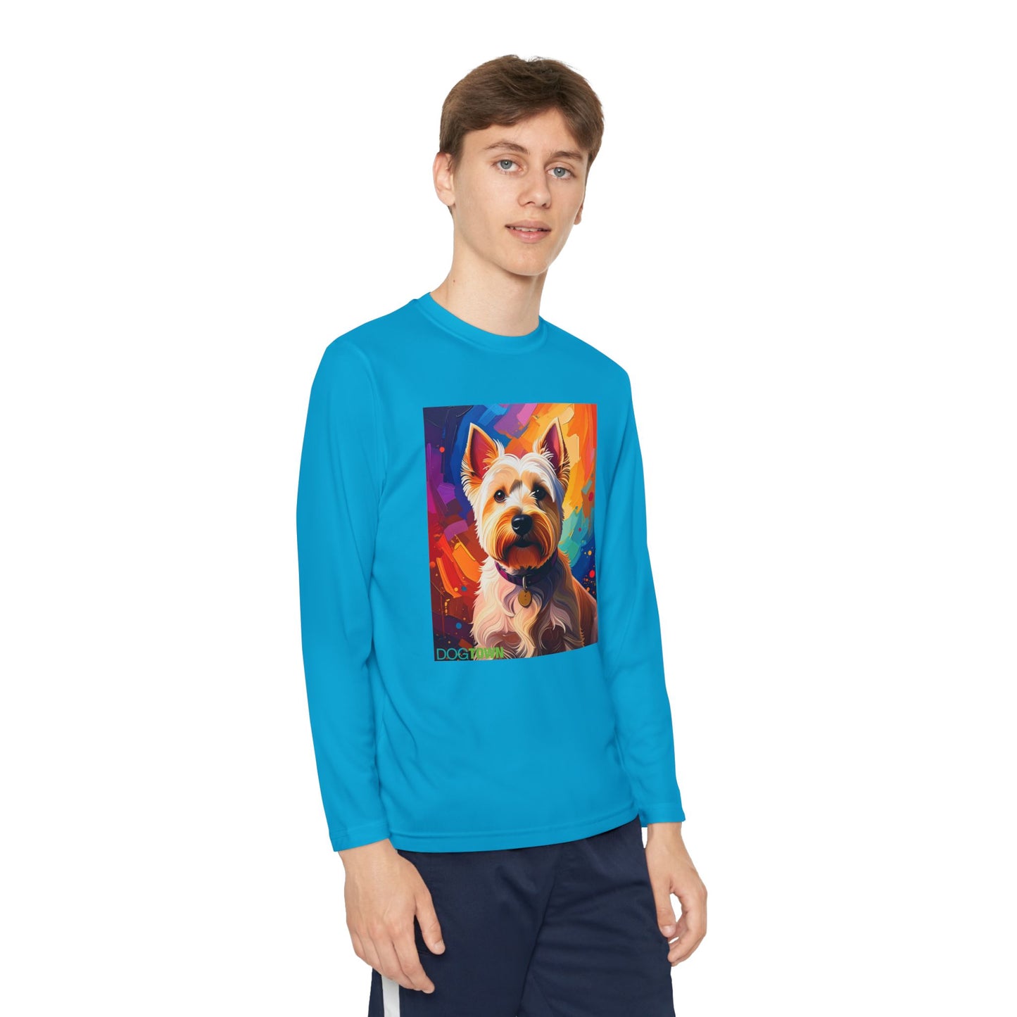 Pup Art Canvas - Kid's Sport Long Sleeve Tee  (West Highland White Terrier)