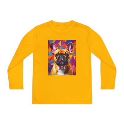 Pup Art Canvas - Kid's Sport Long Sleeve Tee (French Bulldog)
