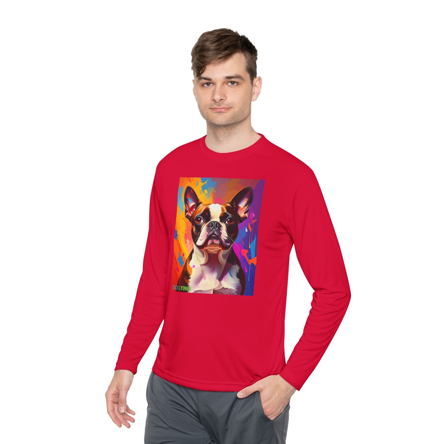 Pup Art Canvas Sport Long Sleeve Tee (Boston Terrier)