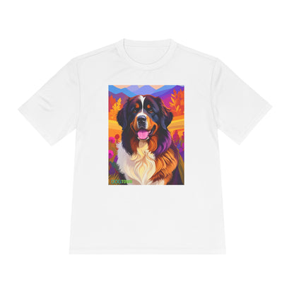 Pup Art Canvas Unisex Moisture Wicking Tee (Bernese Mountain Dog)