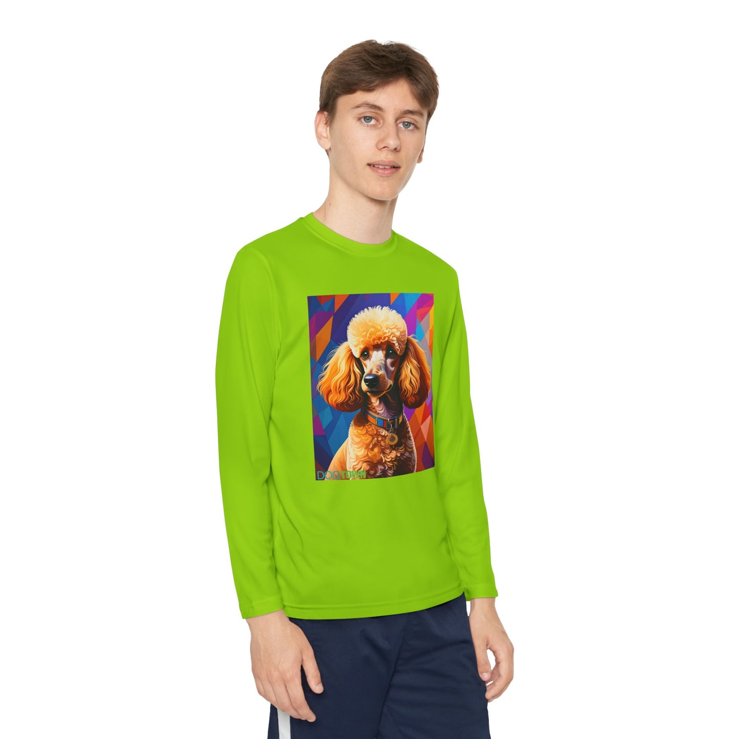 Pup Art Canvas - Kid's Sport Long Sleeve Tee (Toy Poodle)