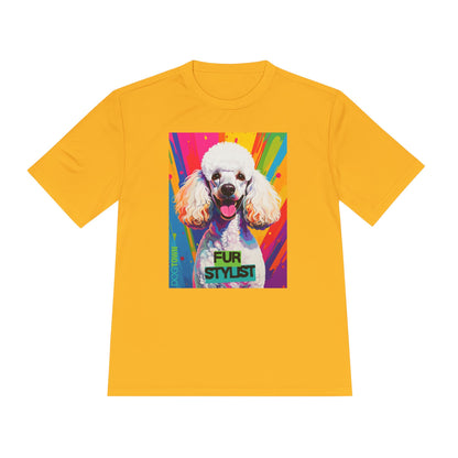 Dogtown Fur Stylist Groomer Short Sleeve Shirt (Colorful with White Poodle)