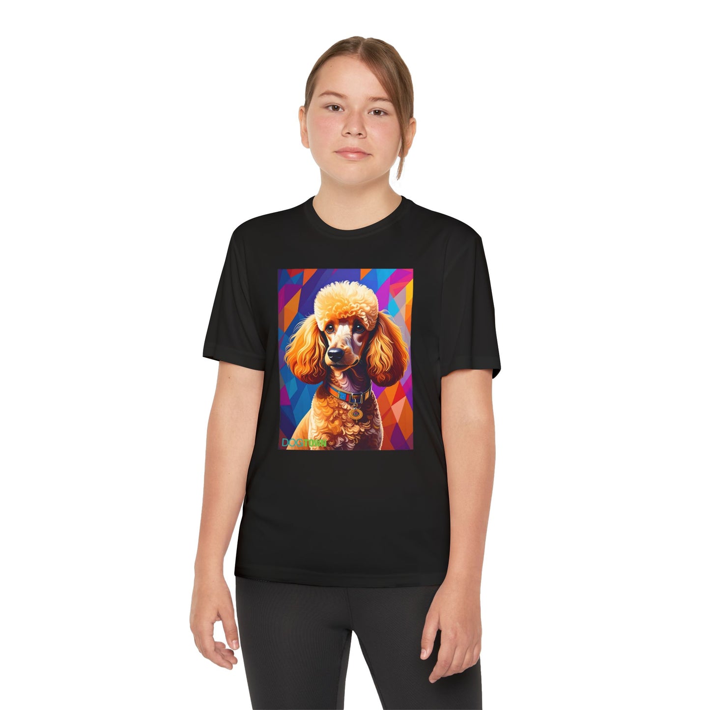 Pup Art Canvas - Kid's Sport Short Sleeve Tee (Toy Poodle)