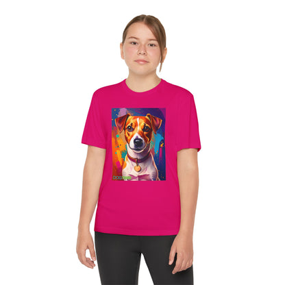 Pup Art Canvas - Kid's Sport Short Sleeve Tee (Jack Russell Terrier)