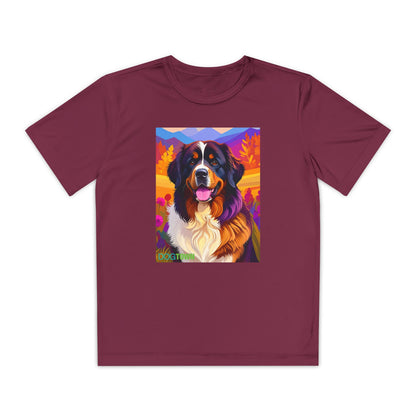 Pup Art Canvas - Kid's Sport Short Sleeve Tee (Bernese Mountain Dog)