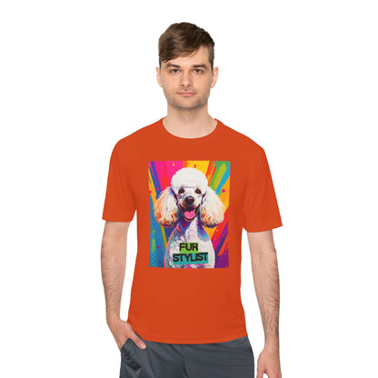 Dogtown Fur Stylist Groomer Short Sleeve Shirt (Colorful with White Poodle)