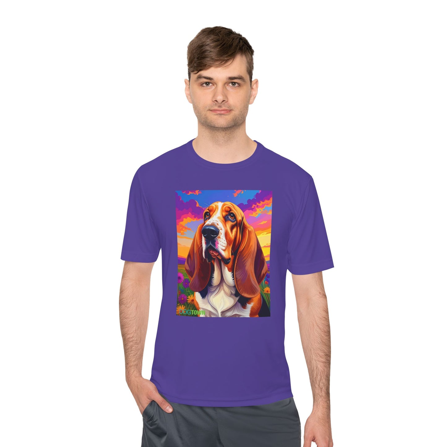 Pup Art Canvas Unisex Moisture Wicking Tee (Basset Hound)