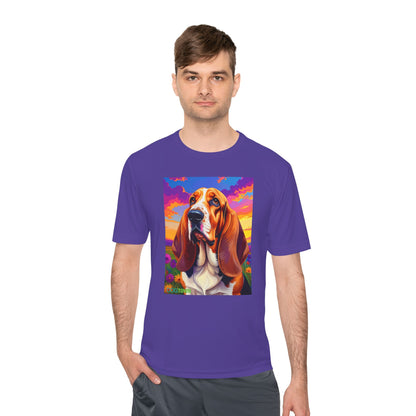 Pup Art Canvas Unisex Moisture Wicking Tee (Basset Hound)