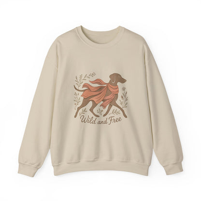 Dogtown Boho Revival "Wild and Free" Unisex Heavy Blend™ Crewneck Sweatshirt (Weimaraner)