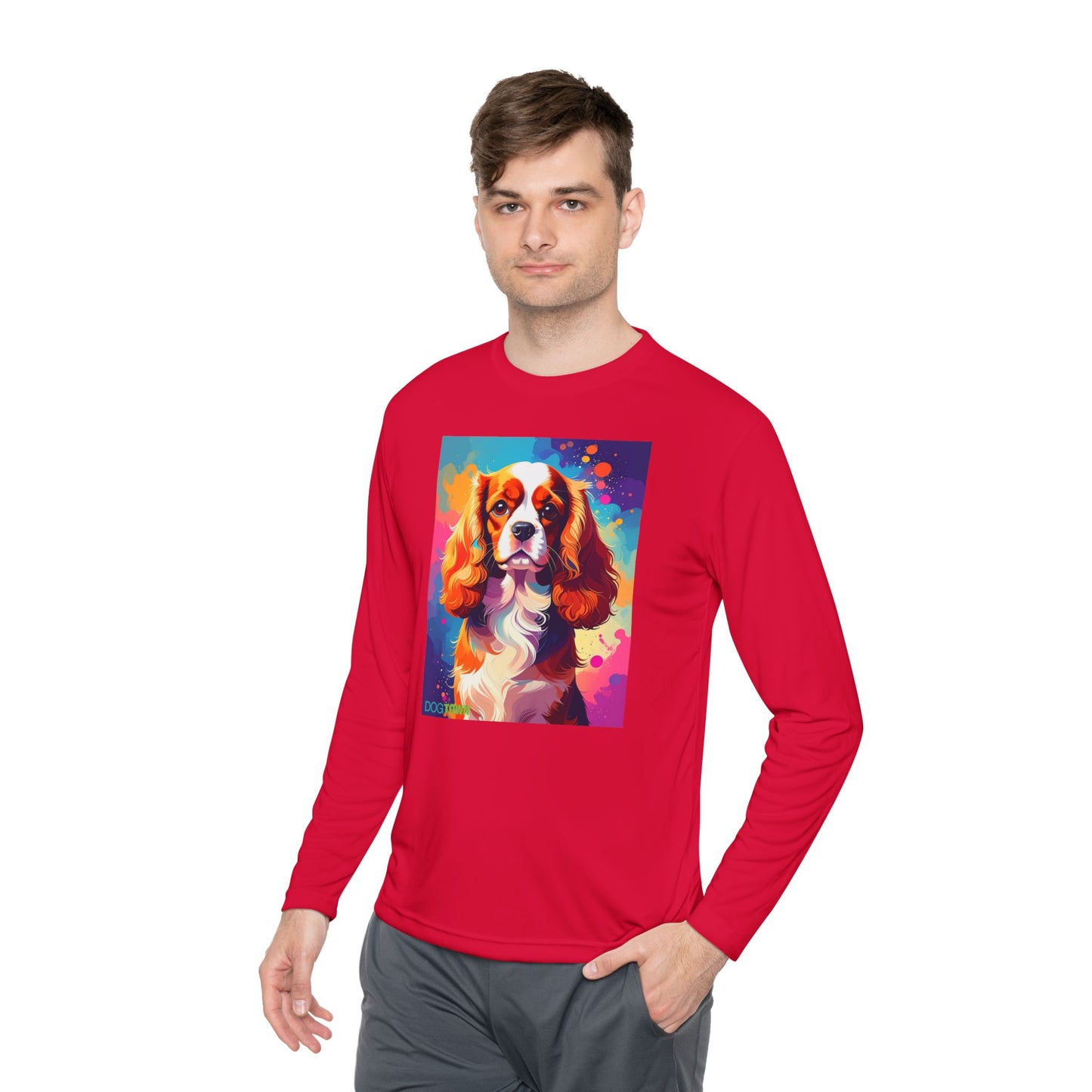 Pup Art Canvas Sport Long Sleeve Tee (Cavalier King Charles Spaniel)