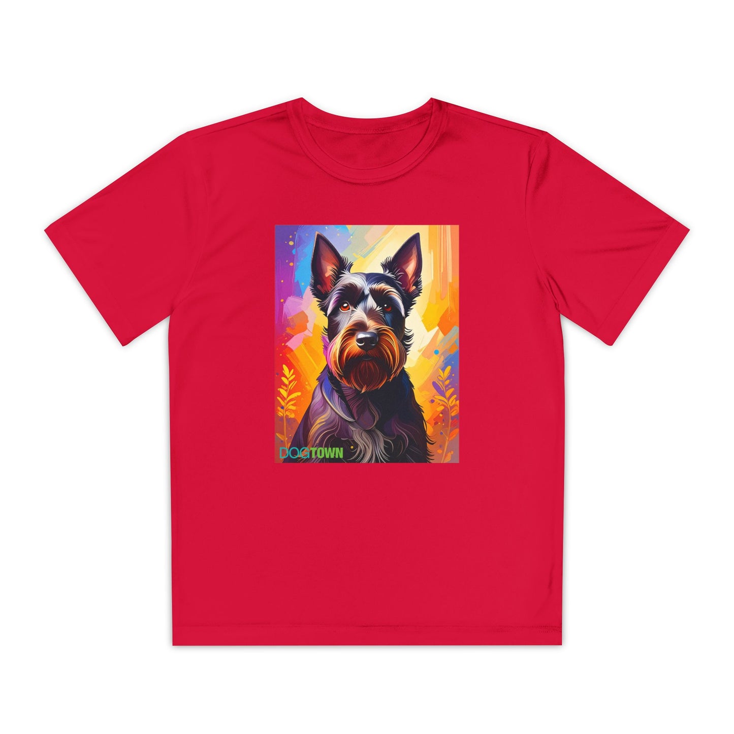 Pup Art Canvas - Kid's Sport Short Sleeve Tee (Scottish Terrier)