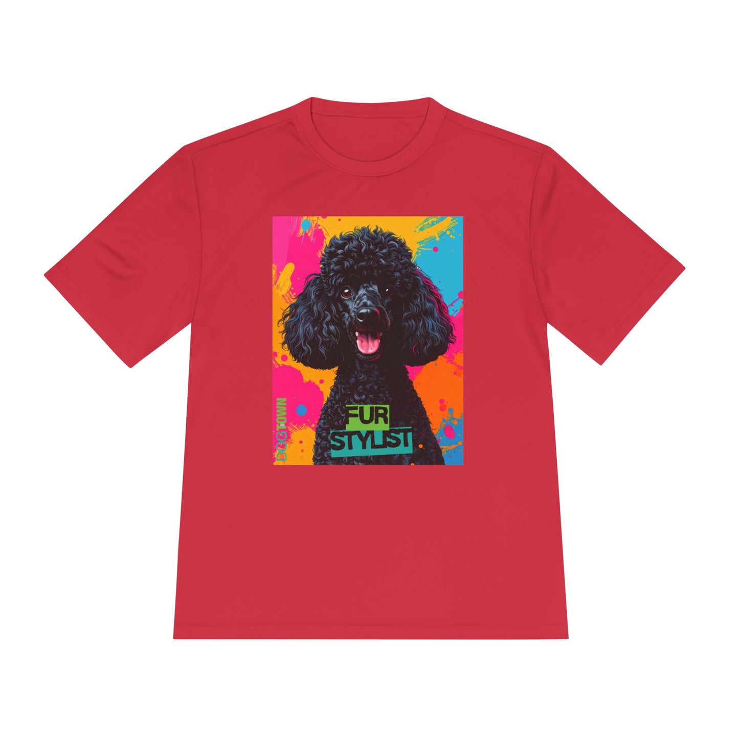 Dogtown Fur Stylist Groomer Short Sleeve Shirt (Colorful with Black Poodle)