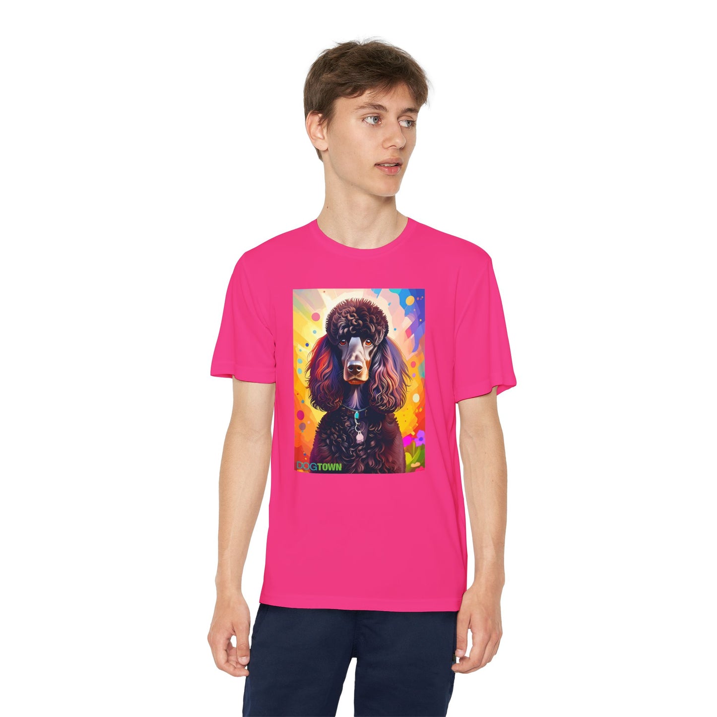 Pup Art Canvas - Kid's Sport Short Sleeve Tee (Standard Poodle)