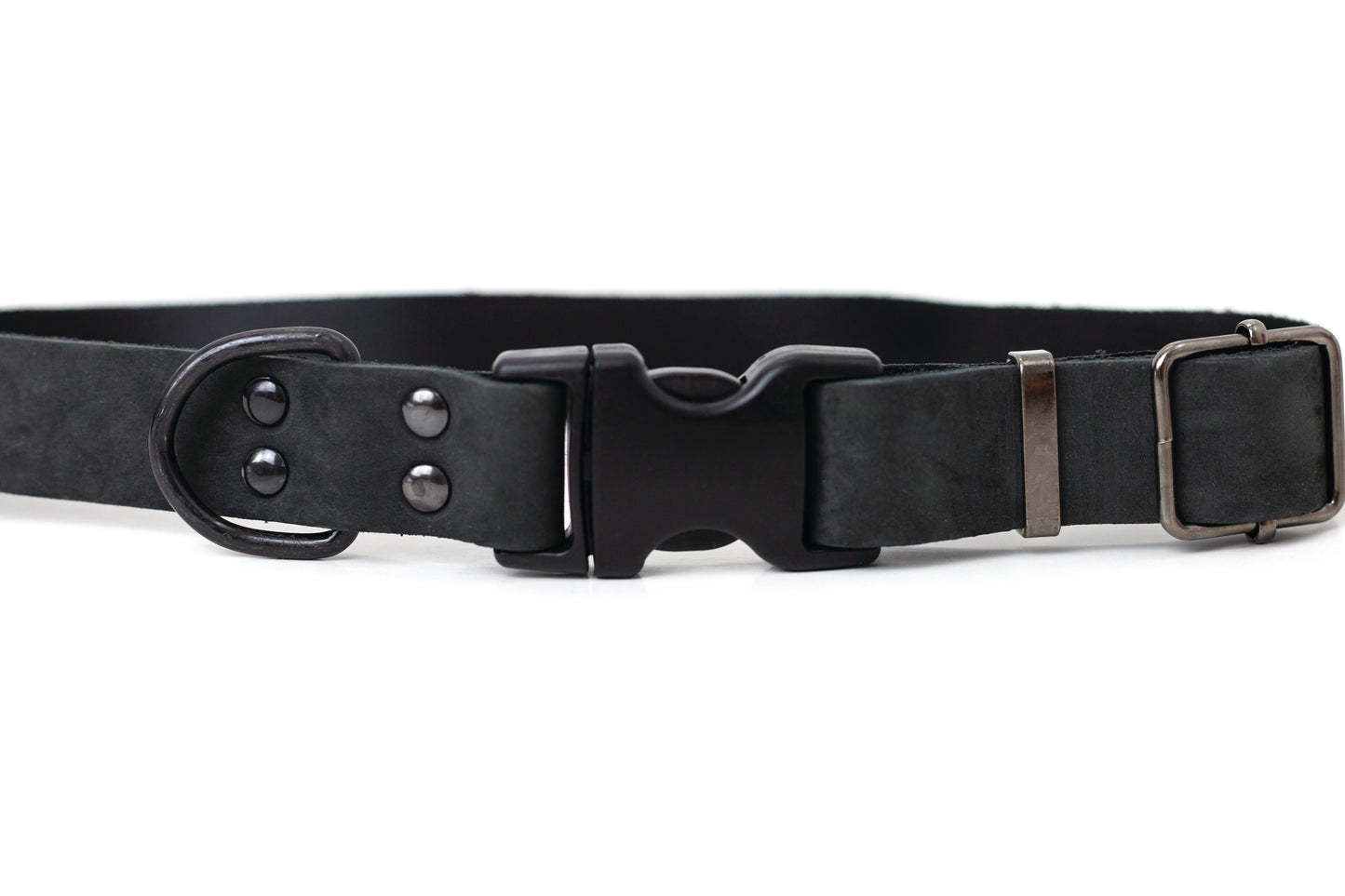 Sport Style Midnight Black Leather Dog Collar