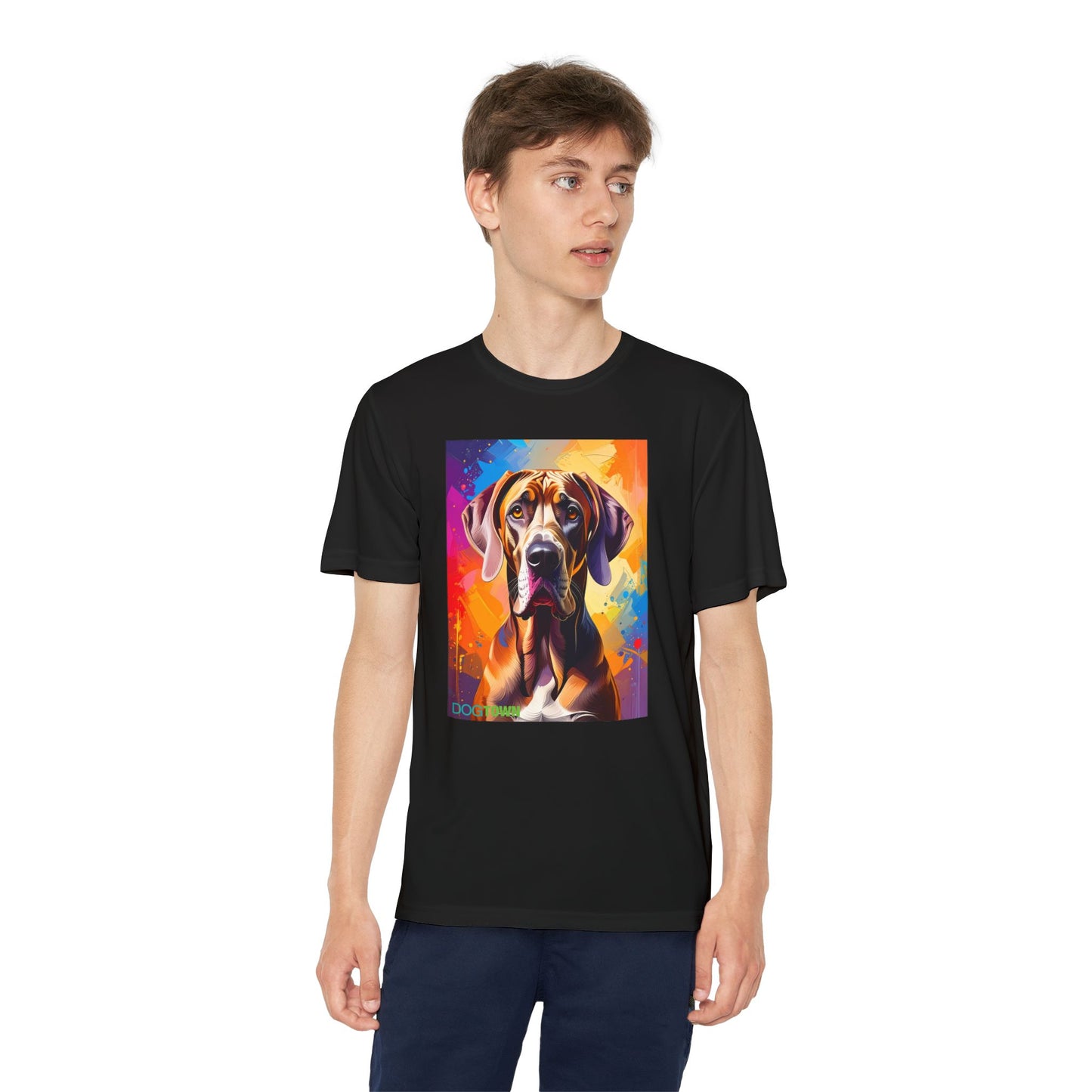 Pup Art Canvas - Kid's Sport Short Sleeve Tee (Great Dane)