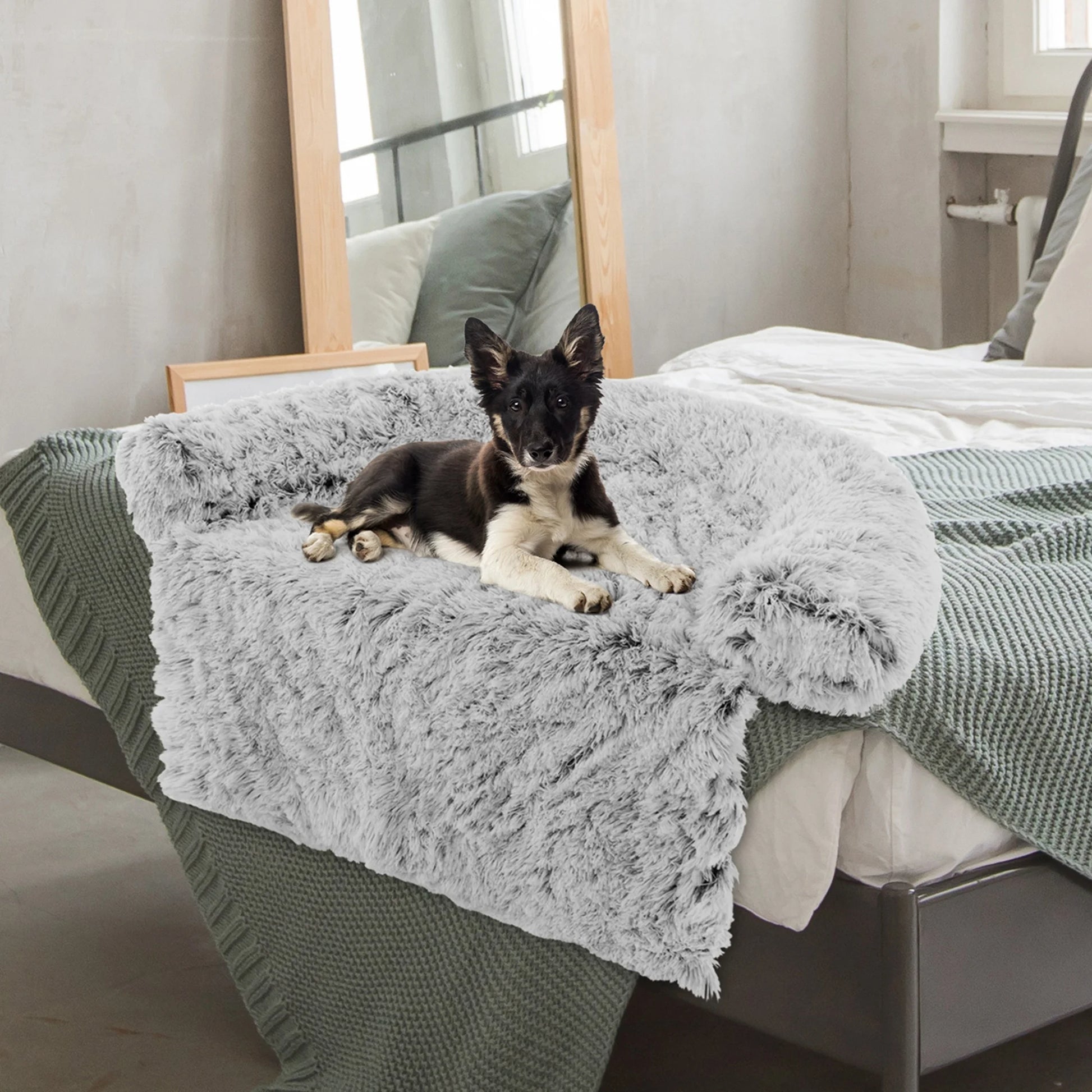 Plush Calming Dog Couch Bed with Anti-Slip Bottom 