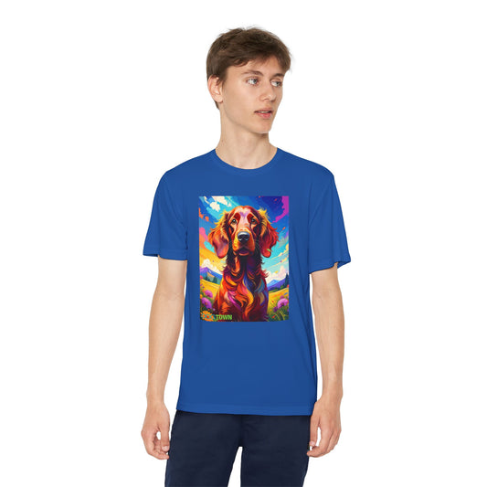 Pup Art Canvas - Kid's Sport Short Sleeve Tee (Irish Setter)