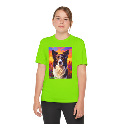 Pup Art Canvas - Kid's Sport Short Sleeve Tee (Border Collie)