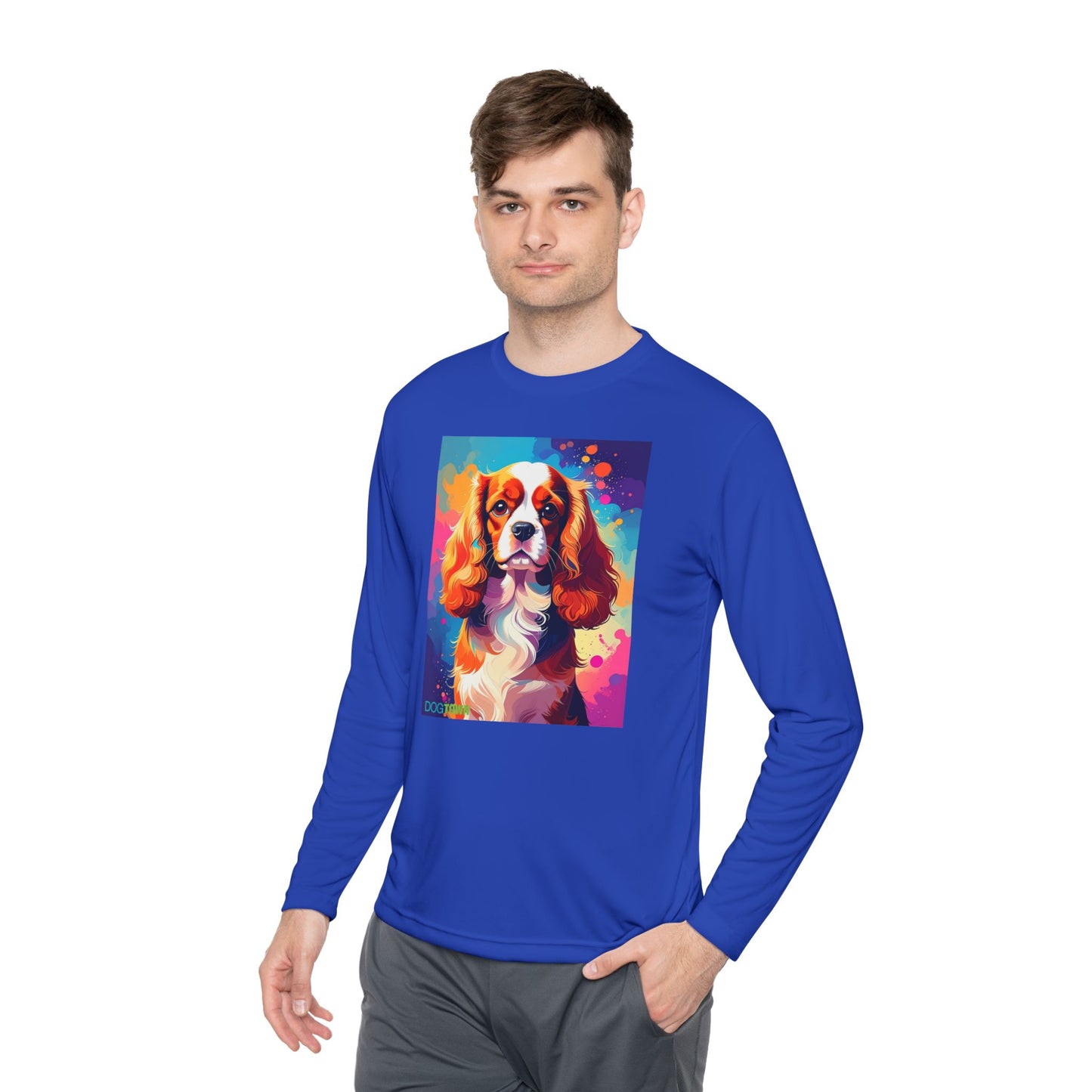Pup Art Canvas Sport Long Sleeve Tee (Cavalier King Charles Spaniel)