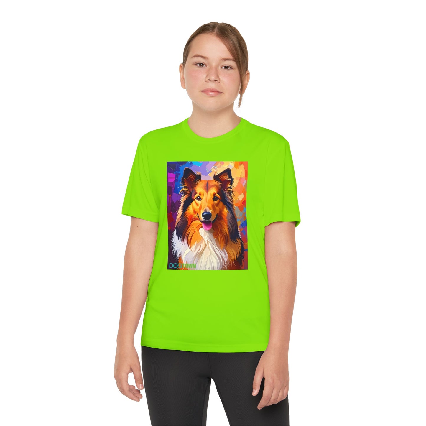 Pup Art Canvas - Kid's Sport Short Sleeve Tee (Sheltie - Shetland Sheepdog)