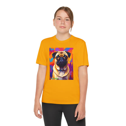 Pup Art Canvas - Kid's Sport Short Sleeve Tee (Pug)