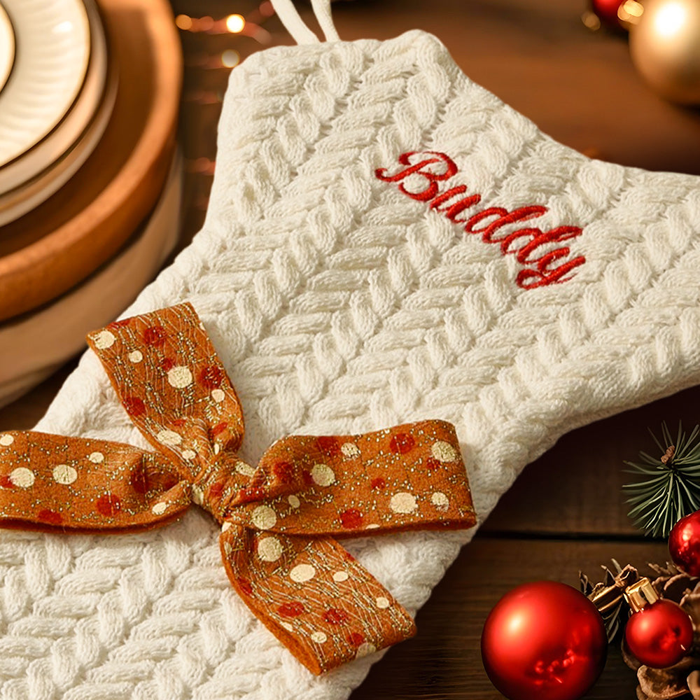 Personalized Dog Bone Christmas Stockings with Name Gift for Puppy Lovers