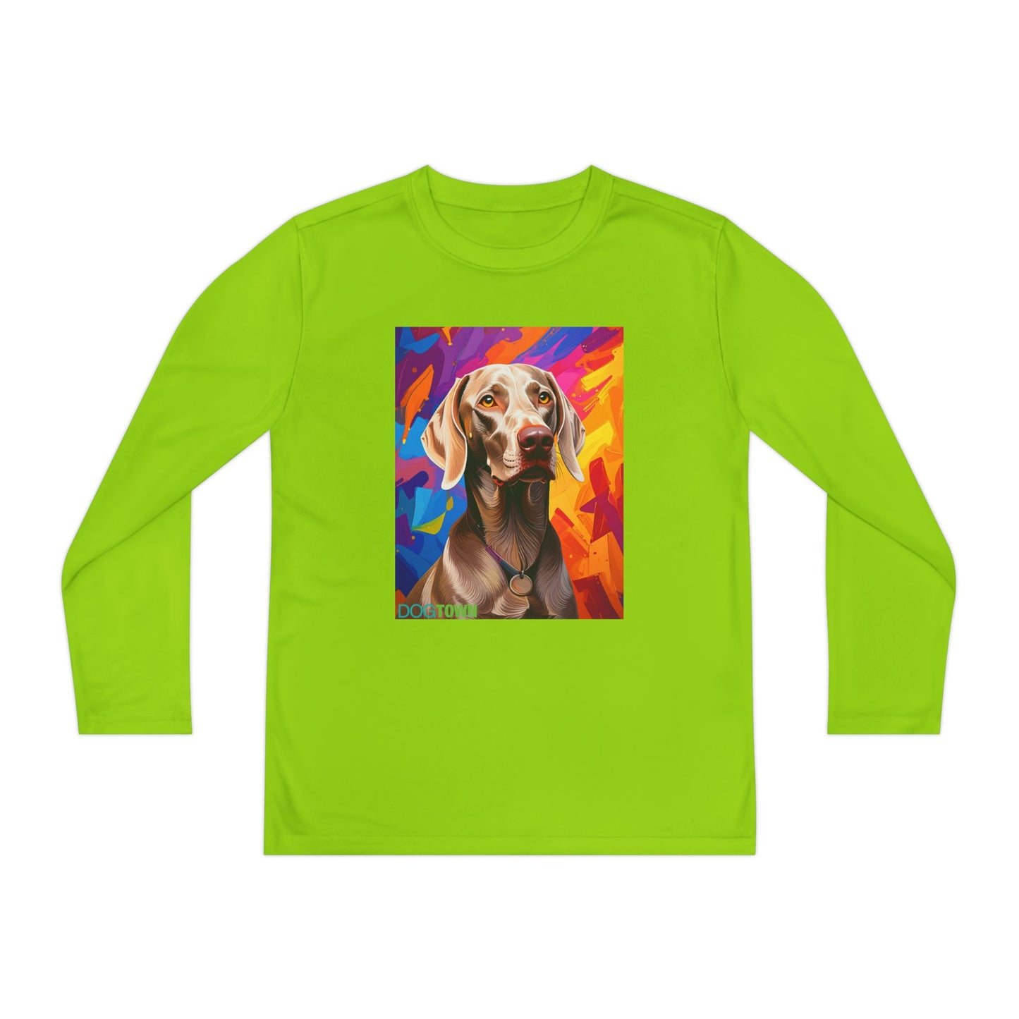Pup Art Canvas - Kid's Sport Long Sleeve Tee (Weimaraner)