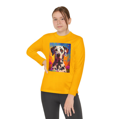 Pup Art Canvas - Kid's Sport Long Sleeve Tee (Dalmatian)