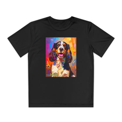 Pup Art Canvas - Kid's Sport Short Sleeve Tee (English Springer Spaniel)