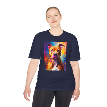 Pup Art Canvas Unisex Moisture Wicking Tee (Pit Bull)